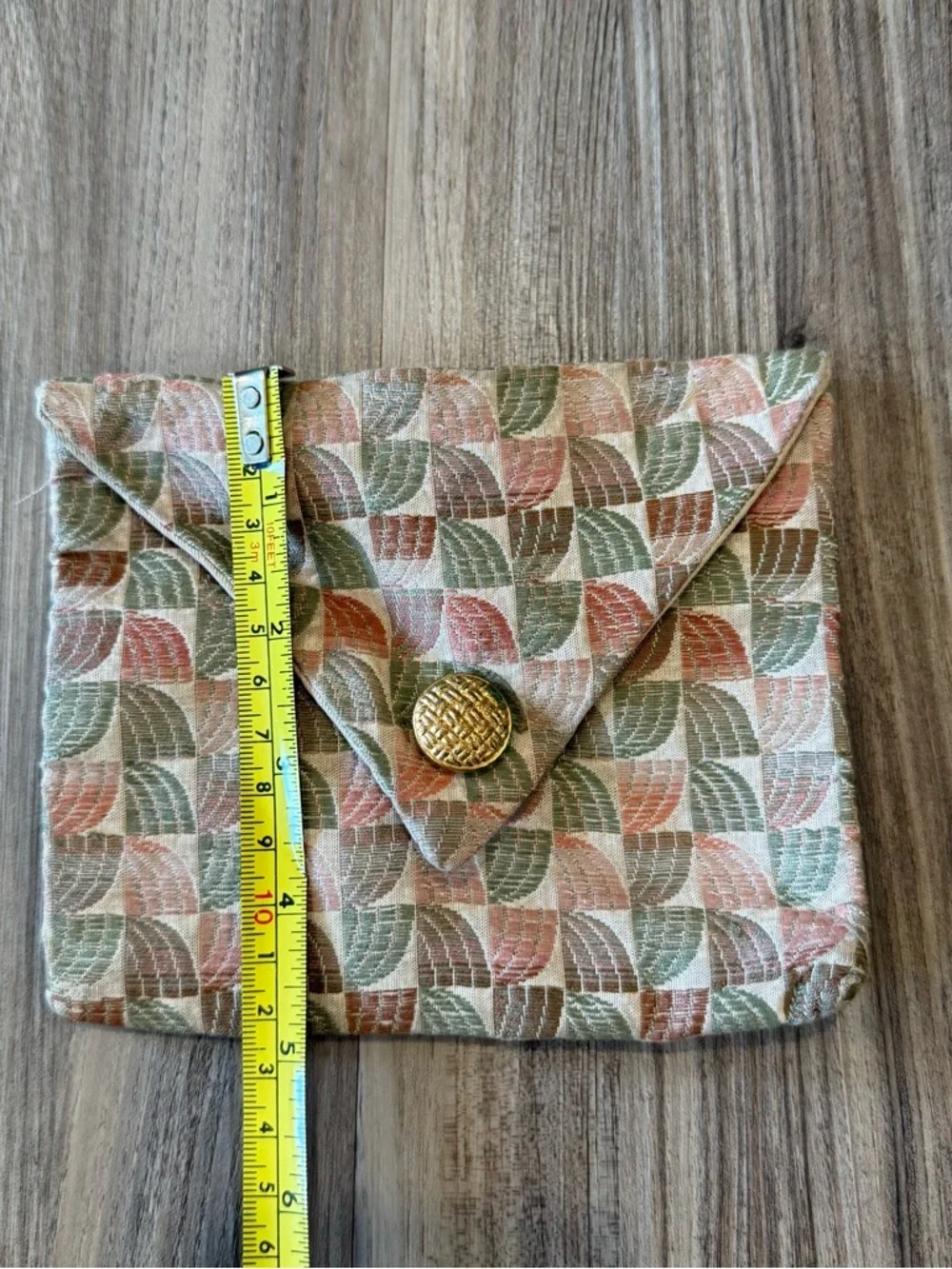 Vintage Geometric Pastel Woven Envelope Clutch
